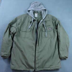 Dickies Jacket Men 2XL Green Quilted Lined Hooded Work Chore Coat Insulated 5319